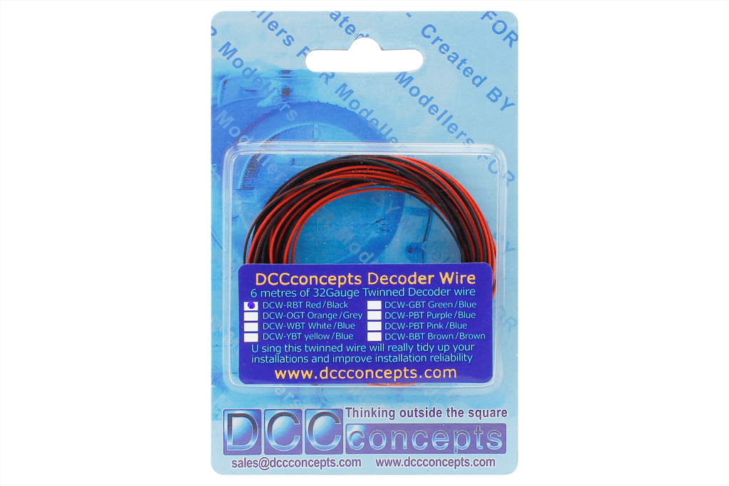 DCW-32RBT DCC Concepts Black/Red Twinned Stranded Decoder Wire 6m