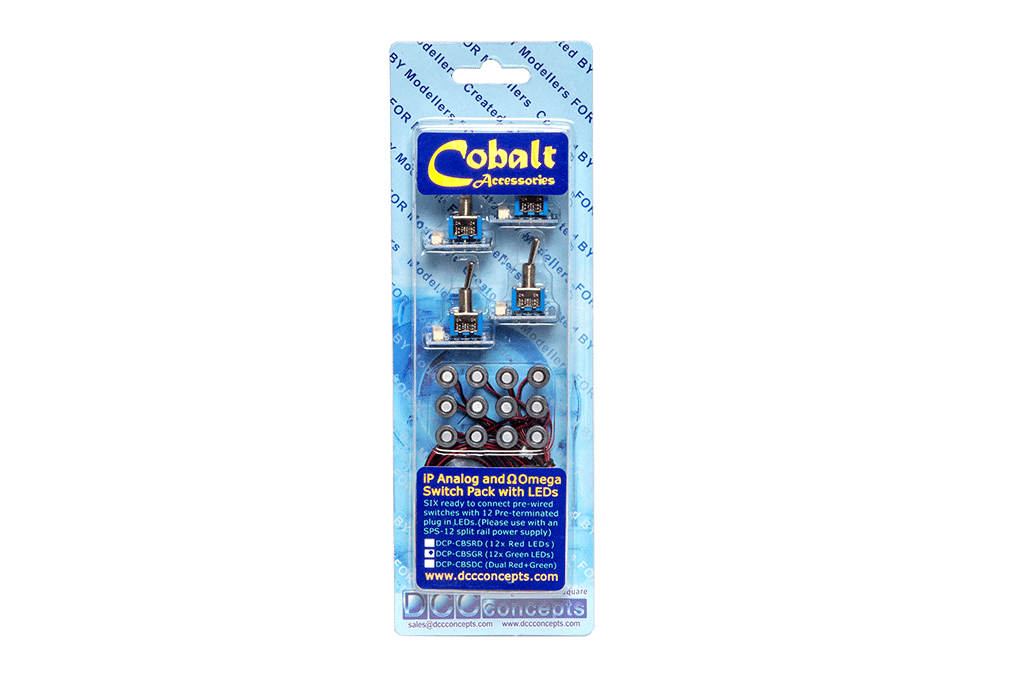 DCC Concepts Cobalt Alpha Switch A Set  Analogue 12 x Blue, Green or Red 
