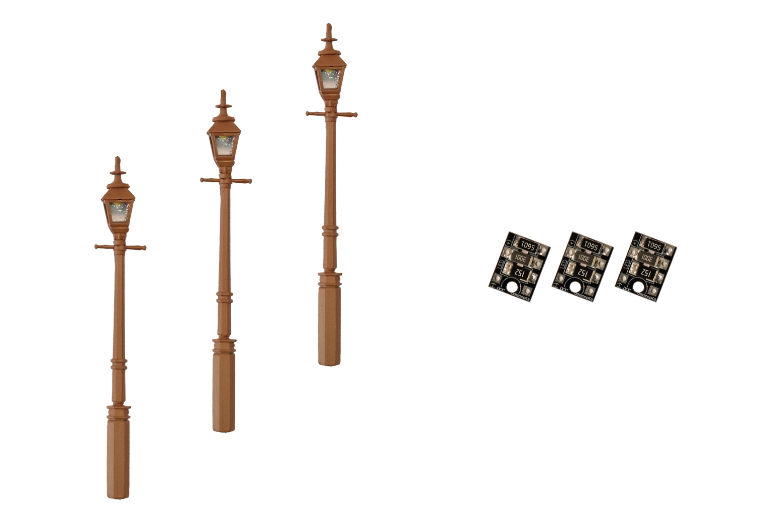 4mm scale gas street platform lamps brown 3 pack 