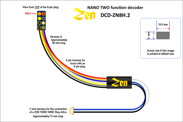 Zen Blue+ Decoder: 8 Pin NANO Wired 2 Function (5-pack) - Image 2