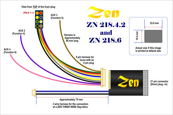 Zen Black Decoder: 21-pin + 8-pin connection.6 NMRA Spec. full power functions. (5-Pack) - Image 4